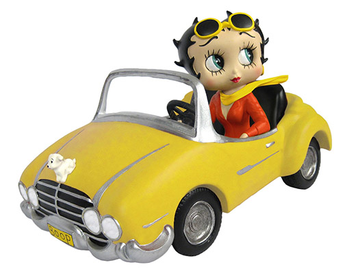 Betty Boop In yellow Sports Car